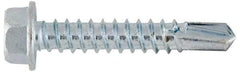 Value Collection - #12, Hex Washer Head, Hex Drive, 4" Length Under Head, #3 Point, Self Drilling Screw - Grade 1016-1024 Steel, Zinc-Plated Finish - Americas Industrial Supply