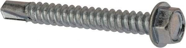 Value Collection - #12, Hex Washer Head, Hex Drive, 1-3/4" Length Under Head, #3 Point, Self Drilling Screw - Grade 1016-1024 Steel, Zinc-Plated Finish - Americas Industrial Supply