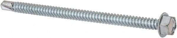 Value Collection - 1/4", Hex Washer Head, Hex Drive, 4" Length Under Head, #3 Point, Self Drilling Screw - Grade 1016-1024 Steel, Zinc-Plated Finish - Americas Industrial Supply