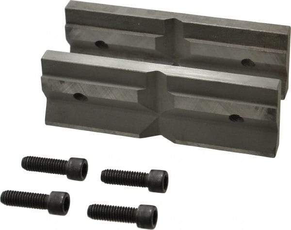 Cardinal Tool - 6" Wide x 2mm High, V-Groove Vise Jaw - Hard, Steel, Fixed Jaw, Compatible with 6" Vises - Americas Industrial Supply