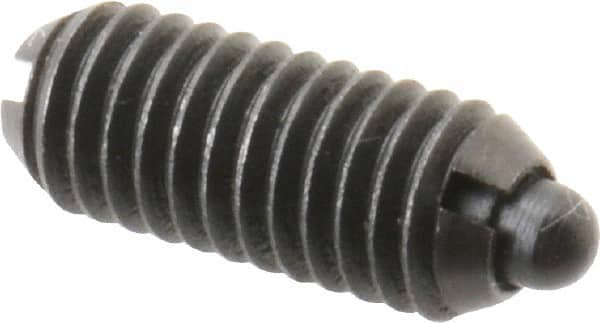 Gibraltar - 10-32, 0.468" Thread Length, 0.065" Plunger Projection, Steel Threaded Spring Plunger - 0.093" Max Plunger Diam, 0.468" Plunger Length, 1.7 Lb Init End Force, 6.2 Lb Final End Force - Americas Industrial Supply