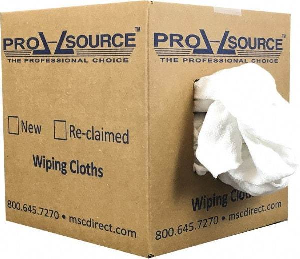 PRO-SOURCE - Wide Virgin Cotton Rags - White, Fleece and Sweatshirt, Low Lint, 5 Lbs. at 3 to 4 per Pound, Box - Americas Industrial Supply