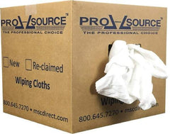 PRO-SOURCE - Wide Virgin Cotton Rags - White, Fleece and Sweatshirt, Low Lint, 10 Lbs. at 3 to 4 per Pound, Box - Americas Industrial Supply