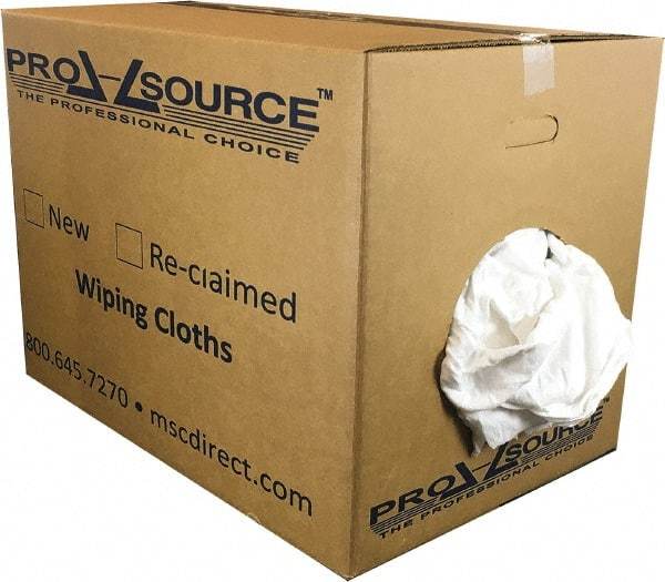 PRO-SOURCE - Wide Virgin Cotton Rags - White, Fleece and Sweatshirt, Low Lint, 50 Lbs. at 3 to 4 per Pound, Box - Americas Industrial Supply