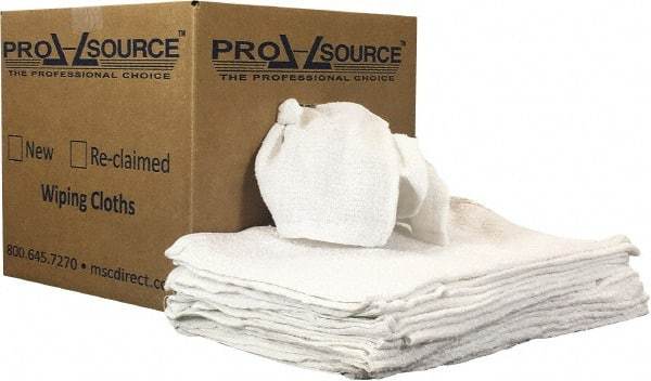 PRO-SOURCE - 19 Inch Long x 16 Inch Wide Virgin Utility Cotton Towels - White, Terry Cloth, Low Lint, 10 Lbs. at 3 to 4 per Pound, Box - Americas Industrial Supply