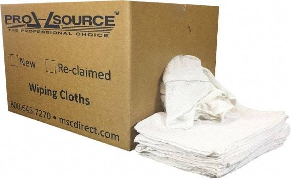 PRO-SOURCE - 19 Inch Long x 16 Inch Wide Virgin Utility Cotton Towels - White, Terry Cloth, Low Lint, 25 Lbs. at 3 to 4 per Pound, Box - Americas Industrial Supply