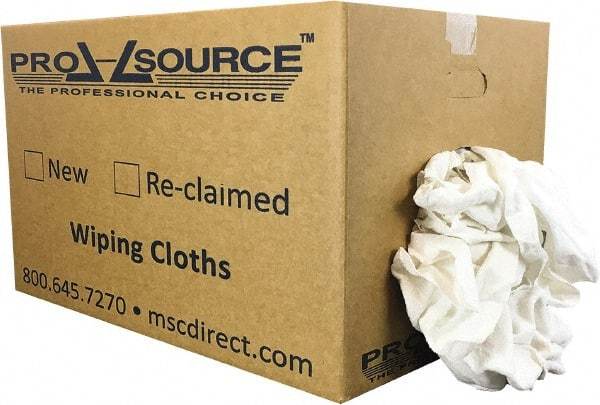 PRO-SOURCE - Reclaimed Cotton Polishing and Dust Cloths - White, Flannel, Low Lint, 25 Lbs. at 3 to 4 per Pound, Box - Americas Industrial Supply
