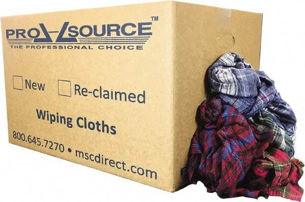 PRO-SOURCE - Reclaimed Cotton Polishing and Dust Cloths - Assorted Colors, Flannel, Low Lint, 25 Lbs. at 3 to 4 per Pound, Box - Americas Industrial Supply