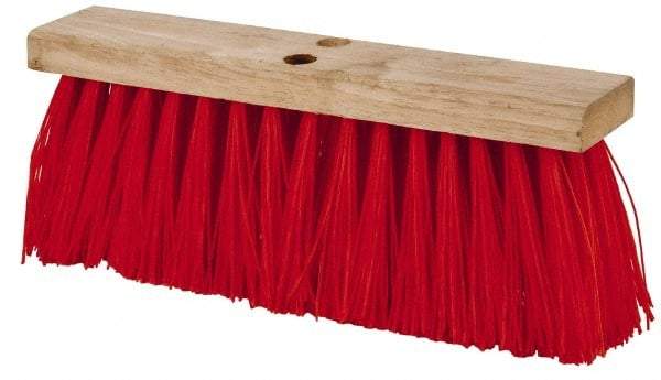 PRO-SOURCE - 16" Rough Surface Synthetic Push Broom - 3-1/4" Bristle Length, Wood Block, Tapered Handle Connection, Handle Sold Separately - Americas Industrial Supply