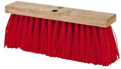 PRO-SOURCE - 16" Rough Surface Synthetic Push Broom - 3-1/4" Bristle Length, Wood Block, Tapered Handle Connection, Handle Sold Separately - Americas Industrial Supply