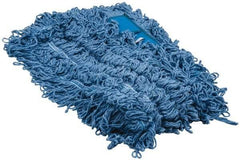 PRO-SOURCE - 48" Long x 5" Wide Yarn Blend Dust Mop Head - Snap-On, Blue, Looped Head - Americas Industrial Supply