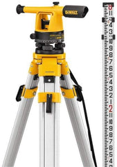 DeWALT - 20x Magnification, 5 to 200 Ft. Measuring Range, Transit Optical Level Kit - Accuracy 1/4 Inch at 100 Ft., Kit Includes Aluminum Tripod with Quick Adjust Legs - Americas Industrial Supply