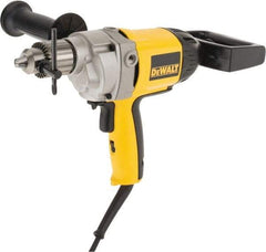 DeWALT - 1/2" Keyed Chuck, 550 RPM, Spade Handle Electric Drill - 9 Amps, 120 Volts, Reversible, Includes 2-Position Rear Spade Handle, 3-Position Side Handle, Chuck Key with Holder - Americas Industrial Supply