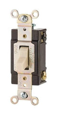 Cooper Wiring Devices - 3 Pole, 120 to 277 VAC, 20 Amp, Commercial Grade, Toggle, Wall and Dimmer Light Switch - 1.3 Inch Wide x 4.2 Inch High, Fluorescent - Americas Industrial Supply