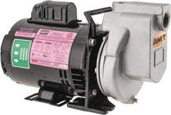 American Machine & Tool - 115/230 Volt, 1 Phase, 1/3 HP, Chemical Transfer Self Priming Centrifugal Pump - 1 Inch Inlet, Stainless Steel and Cast Iron Housing, Stainless Steel Impeller, 44 Ft. Shut Off, Viton Seal - Americas Industrial Supply