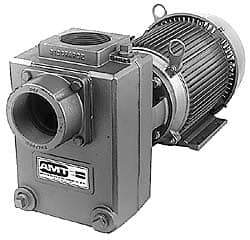 American Machine & Tool - 230/460 Volt, 3 Phase, 3 HP, Self Priming Centrifugal Pump - 3 Inch Inlet, 65 Head Pressure, Cast Iron Housing, Bronze Impeller - Americas Industrial Supply