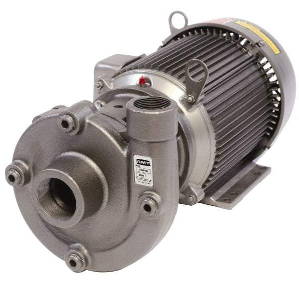 American Machine & Tool - 230/460V Volt, 3 Phase, 5 HP, Cast Iron Straight Pump - 2 Inch Inlet, 1-1/2 Inch Outlet, 115 Max Head psi, Stainless Steel Impeller, Buna-N Seal - Americas Industrial Supply