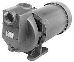 American Machine & Tool - 208-220/440 Volt, 3 Phase, 1-1/2 HP, Self Priming Pump - 1-1/2 Inch Inlet, 58 Head Pressure, Stainless Steel and Cast Iron Housing, Stainless Steel Impeller, PTFE Seal - Americas Industrial Supply