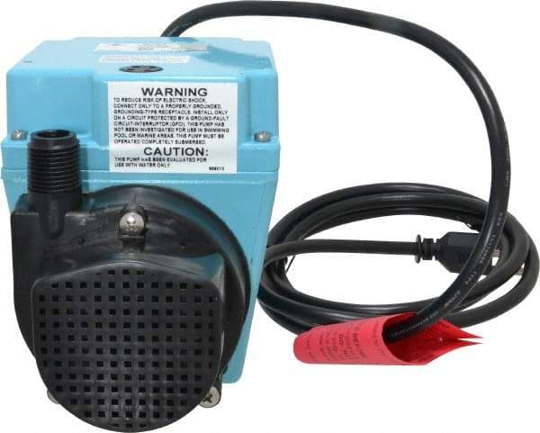 Little Giant Pumps - 1/12 HP, 10.6 psi, Aluminum Miniature Submersible Pump - 3/4 Inch Inlet, 1/2 Inch Outlet, 6 Ft. Long Power Cord, 3.5 Amp - Americas Industrial Supply