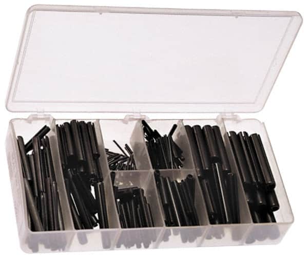 Precision Brand - 300 Piece, 1/16 to 3/8" Pin Diam, Spring Pin Assortment - 1/4 to 2-1/2" Long, Steel - Americas Industrial Supply