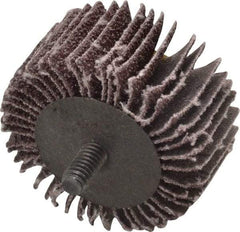 3M - 2" Diam x 1" Face Width, Coarse Aluminum Oxide Coated Mounted Flap Wheel - 1/4-20 Threaded Mount, 40 Grit, X Weighted Cloth Backing, 20,000 Max RPM - Americas Industrial Supply