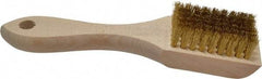 PRO-SOURCE - 5/8" Bristle Length, Brass Scouring Brush - 2-1/2" Long x 1-5/8" Wide Head, 6-3/4" OAL, White, Wood Block - Americas Industrial Supply