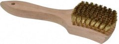 PRO-SOURCE - 5/8" Bristle Length, Brass Scouring Brush - 3" Long x 2-5/8" Wide Head, 8-7/8" OAL, White, Wood Block - Americas Industrial Supply