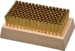 Made in USA - 3/4" Bristle Length, Brass Cleaning & Finishing Brush - 4-1/4" Long x 2-1/2" Wide Head, 4-1/4" OAL, Hardwood Block - Americas Industrial Supply