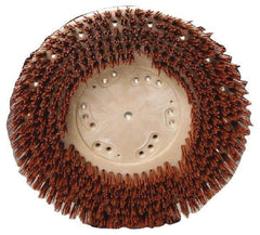 Made in USA - 15" Diam Floor Brush - 13" Machine, 1-1/2" Trim Length, Orange Pad, Nylon - Americas Industrial Supply