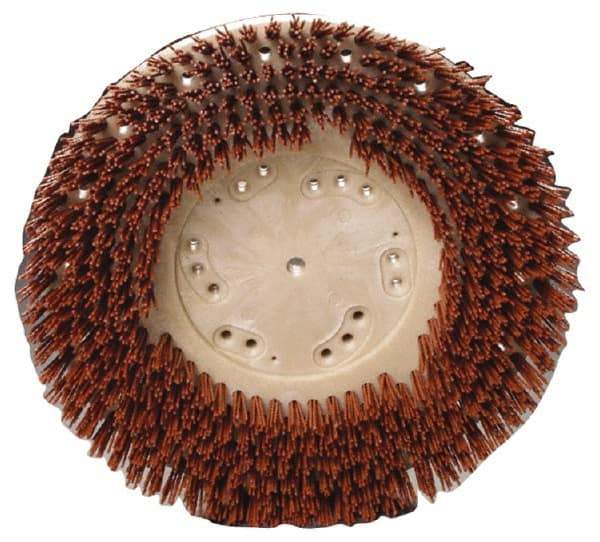 Made in USA - 19" Diam Floor Brush - 17" Machine, 1-1/2" Trim Length, Orange Pad, Nylon - Americas Industrial Supply