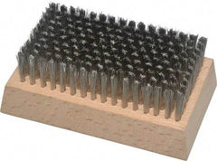 Made in USA - 3/4" Bristle Length, Stainless Steel Cleaning & Finishing Brush - 4-1/4" Long x 2-1/2" Wide Head, 4-1/4" OAL, Hardwood Block - Americas Industrial Supply