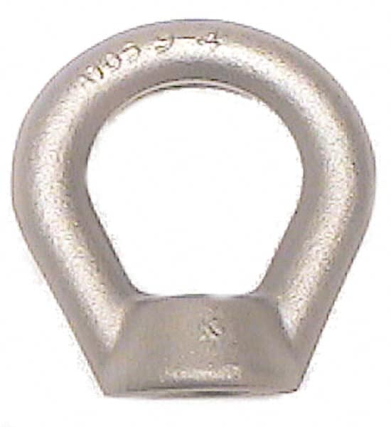 Made in USA - 35,600 Lb Capacity, 1-1/2-6 Thread, Carbon Steel Heavy Duty Lifting Eye Nut - Grade C-1030, 6.63" Long x 6-5/8" High, 3-1/2" Inside & 5-1/4" Outside Eye Diam, 3-1/8" Bell/Base Width - Americas Industrial Supply