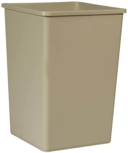 Rubbermaid - 35 Gal Beige Square Trash Can - Polyethylene, 27-5/8" High x 19-1/2" Long x 19-1/2" Wide - Americas Industrial Supply