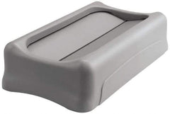 Rubbermaid - Rectangle Lid for Use with 23 Gal Rectangular Trash Cans - Gray, Plastic, For Slim Jim Trash Cans - Americas Industrial Supply