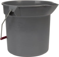 Rubbermaid - 10 Qt, 10-1/4" High, High-Density Polyethylene Round Gray Single Pail with Pour Spout - Handle Included, 10-1/2" Top Diam - Americas Industrial Supply