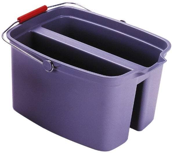 Rubbermaid - 19 Qt Plastic Double Pail - 9" Long x 10" High x 14-1/2" Wide, Gray, Steel Handle - Americas Industrial Supply