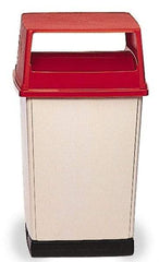 Rubbermaid - Rectangle Lid for Use with 56 Gal Rectangular Trash Cans - Red, Polyethylene, For Glutton Trash Cans - Americas Industrial Supply