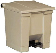 Rubbermaid - 8 Gal Rectangle Unlabeled Trash Can - 17-1/8" High x 16-1/4" Long x 15-3/4" Wide, Beige, High-Density Polyethylene (Base), Polypropylene (Lid) - Americas Industrial Supply