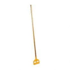 Rubbermaid - 60" Hardwood Quick Connect Mop Handle - 1 to 1-1/4" Wet Mop Head Band, Plastic Connector, Use with Wet Mops - Americas Industrial Supply