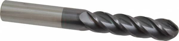 Accupro - 3/4" Diam, 3" LOC, 4 Flute Solid Carbide Ball End Mill - AlTiN Finish, Single End, 6" OAL, 3/4" Shank Diam, Spiral Flute - Americas Industrial Supply