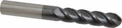 Accupro - 3/4" Diam, 3" LOC, 4 Flute Solid Carbide Ball End Mill - AlTiN Finish, Single End, 6" OAL, 3/4" Shank Diam, Spiral Flute - Americas Industrial Supply