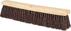 PRO-SOURCE - 18" Heavy Duty Polypropylene Push Broom - 3-1/4" Bristle Length, Wood Block, Threaded Handle Connection, Handle Sold Separately - Americas Industrial Supply