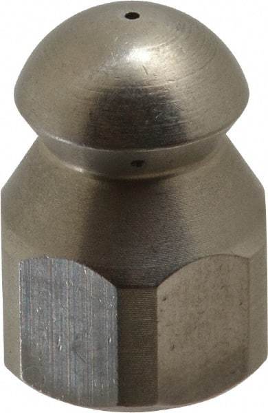 PRO-SOURCE - 4,200 psi Fixed, Stainless Steel, Sewer Pressure Washer Nozzle - 8mm Orifice Diam, 1/4" Thread, FPT, Polished - Americas Industrial Supply