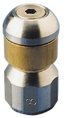 PRO-SOURCE - 3,000 psi Rotating, Stainless Steel, Sewer Pressure Washer Nozzle - 5.5mm Orifice Diam, 1/8" Thread, FPT, Polished - Americas Industrial Supply