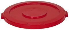 Continental - Round Lid for Use with 32 Gal Round Trash Cans - Red, Polyethylene, For Huskee Trash Cans - Americas Industrial Supply