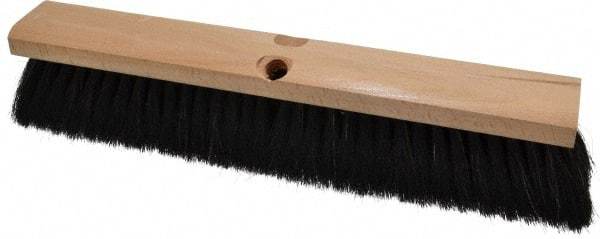 PRO-SOURCE - 16" General Purpose Horsehair Push Broom - 3" Bristle Length, Wood Block, Threaded Handle Connection, Handle Sold Separately - Americas Industrial Supply