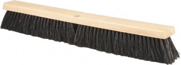 PRO-SOURCE - 24" General Purpose Horsehair Push Broom - 3" Bristle Length, Wood Block, Threaded Handle Connection, Handle Sold Separately - Americas Industrial Supply