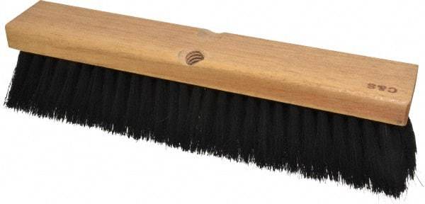 PRO-SOURCE - 14" General Purpose Horsehair Blend Push Broom - 3" Bristle Length, Wood Block, Threaded Handle Connection, Handle Sold Separately - Americas Industrial Supply