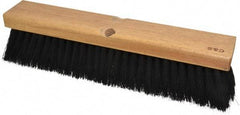 PRO-SOURCE - 14" General Purpose Horsehair Blend Push Broom - 3" Bristle Length, Wood Block, Threaded Handle Connection, Handle Sold Separately - Americas Industrial Supply