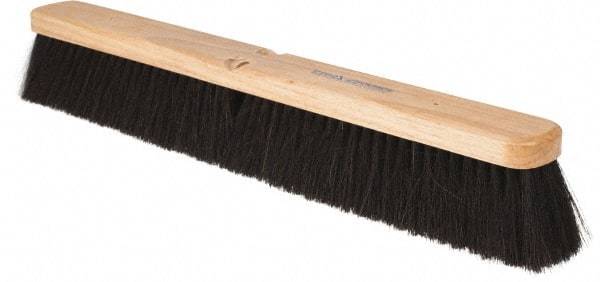 PRO-SOURCE - 24" General Purpose Horsehair Blend Push Broom - 3" Bristle Length, Wood Block, Threaded Handle Connection, Handle Sold Separately - Americas Industrial Supply